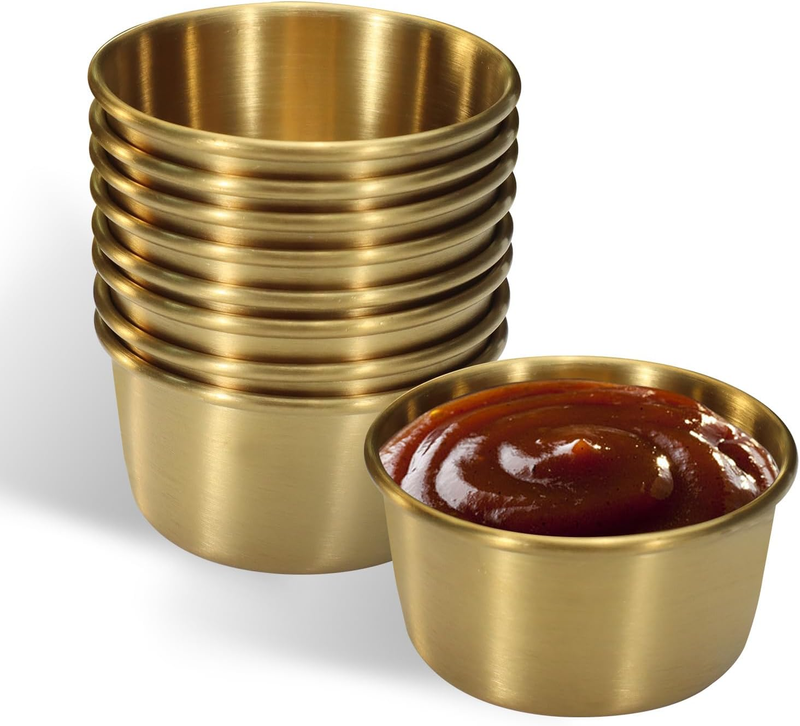 9 Pcs 2 Oz Stainless Steel Dipping Sauce Cup, Mini Dip Bowls, Reusable Metal Con