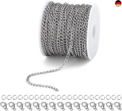 ALEXCRAFT 33 Füße Ketten Basteln Gliederkette Edelstahl Kabel Kette Silber H