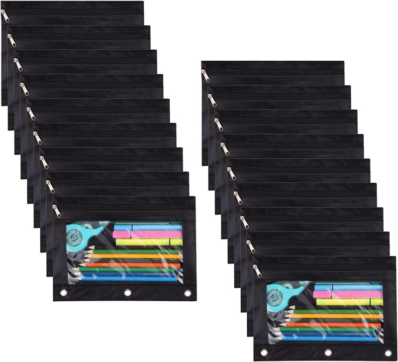 Pouch For 3 Ring Binder, 18 Pack Binder Pouches With Zipper Bulk,