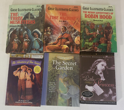Lot of 6 Young Reader Classics: The Secret Garden, The Three Musketeers, The Tim