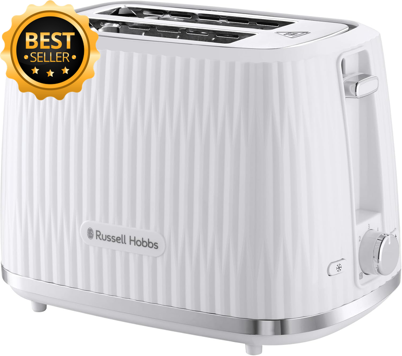 Eden 2 Slice Toaster, RHT2737WHT, Textured Design, High Lift, 6 Browning Setting