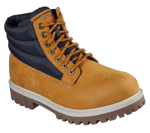Skechers Men's Relaxed Fit Sergeants Verdict - Verno Ankle Work Boot, Wheat/Navy