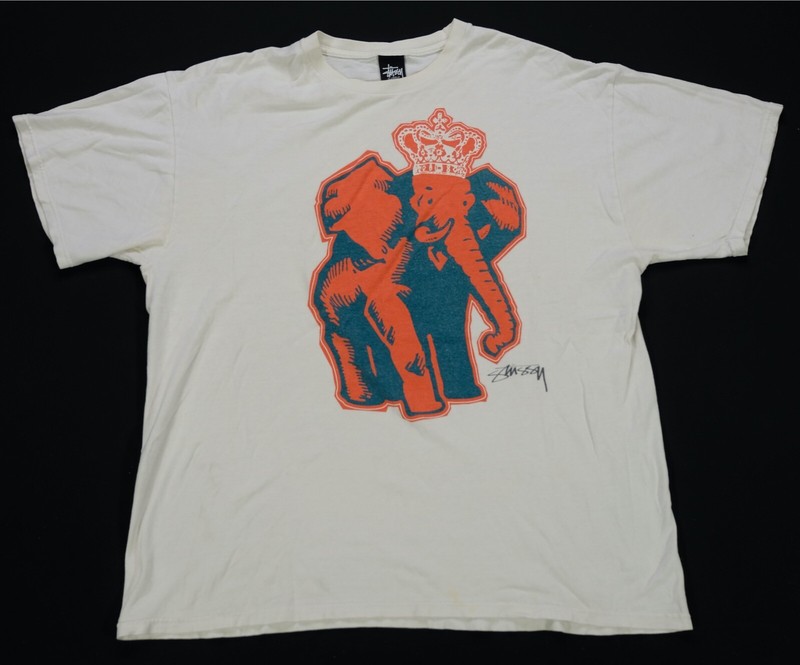 Rare Vintage STUSSY Elephant Crown T Shirt 90s 2000s Skateboarding Skater SZ XL