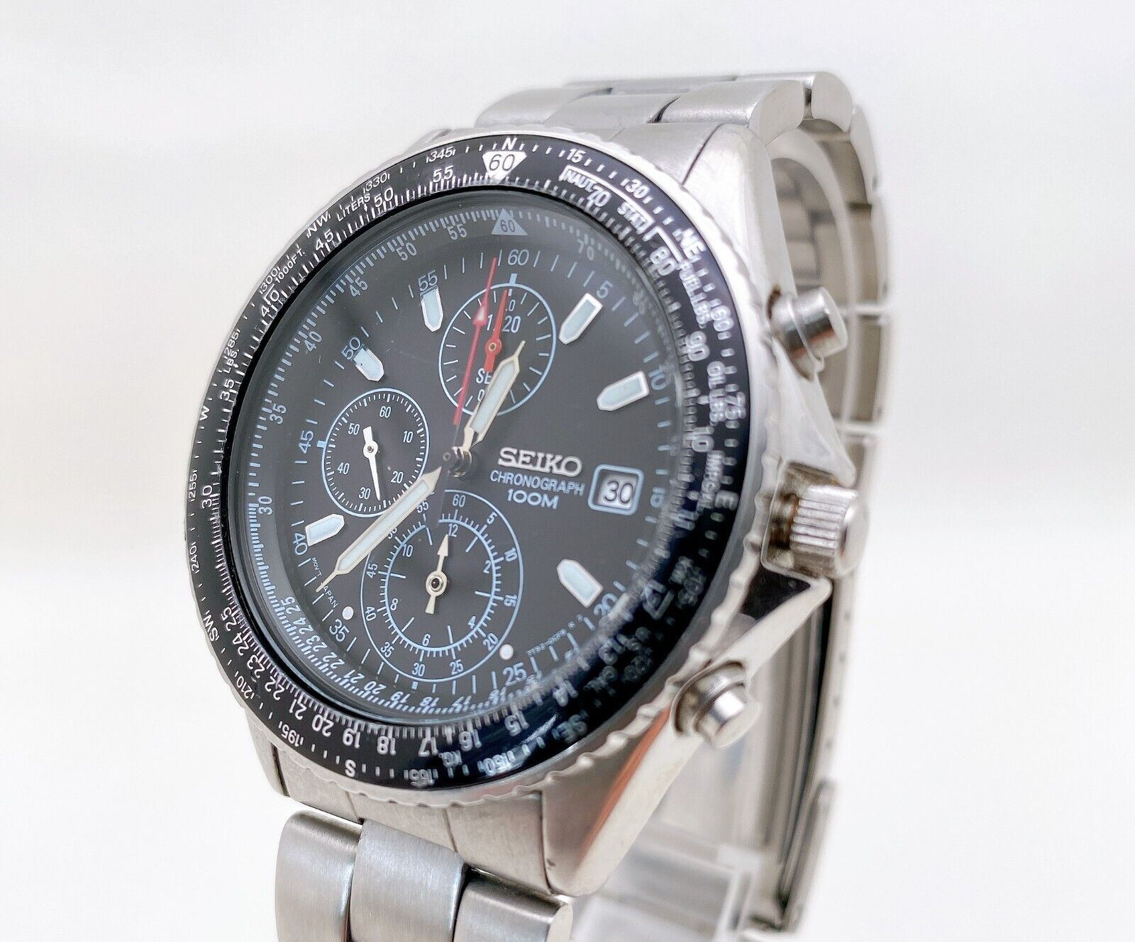 Seiko Flightmaster Pilot 7T92-0CF0 Quartz Black Dial Mens