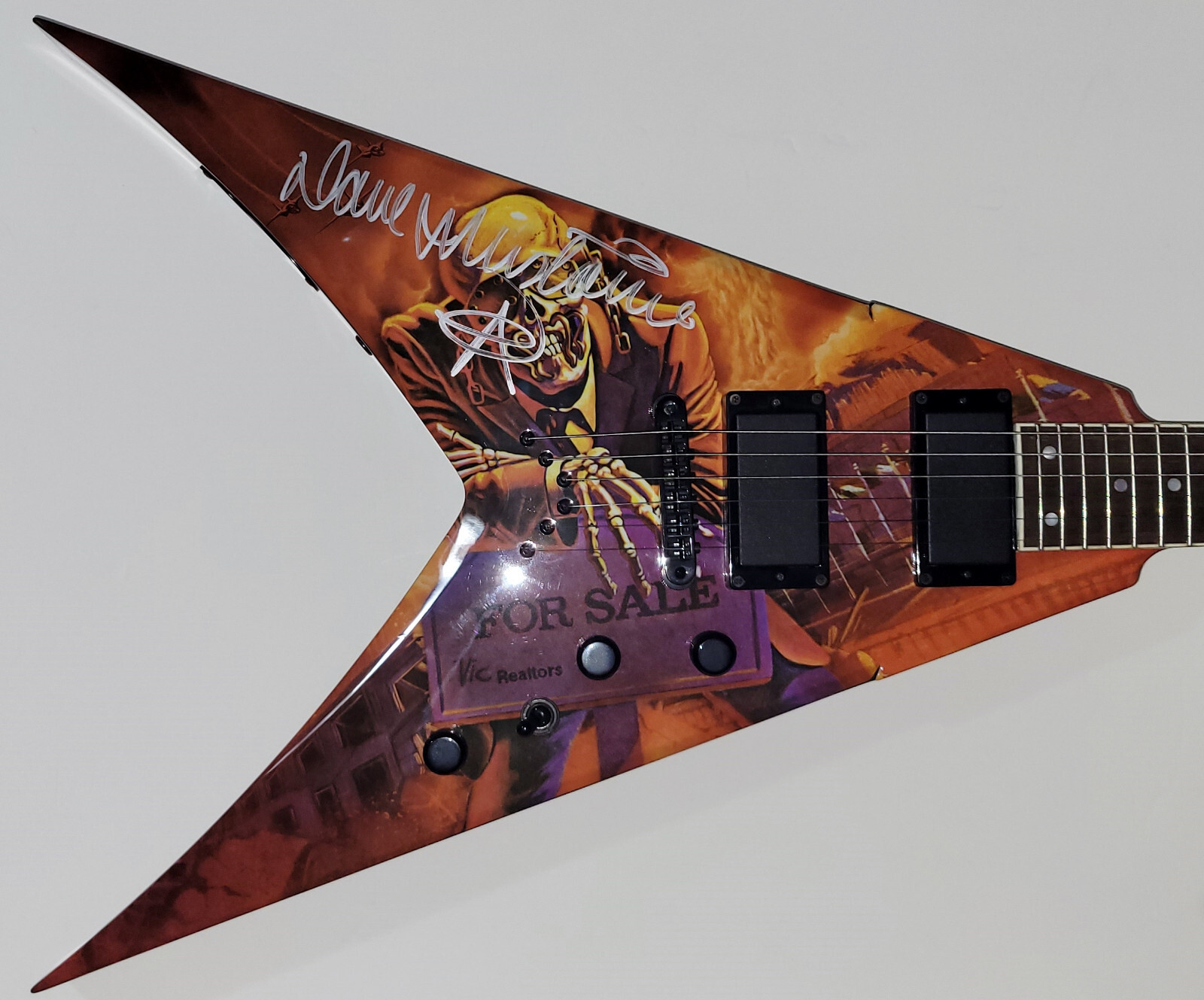 DAVE MUSTAINE Signed Dean Peace Sells Signature V Model VMNT