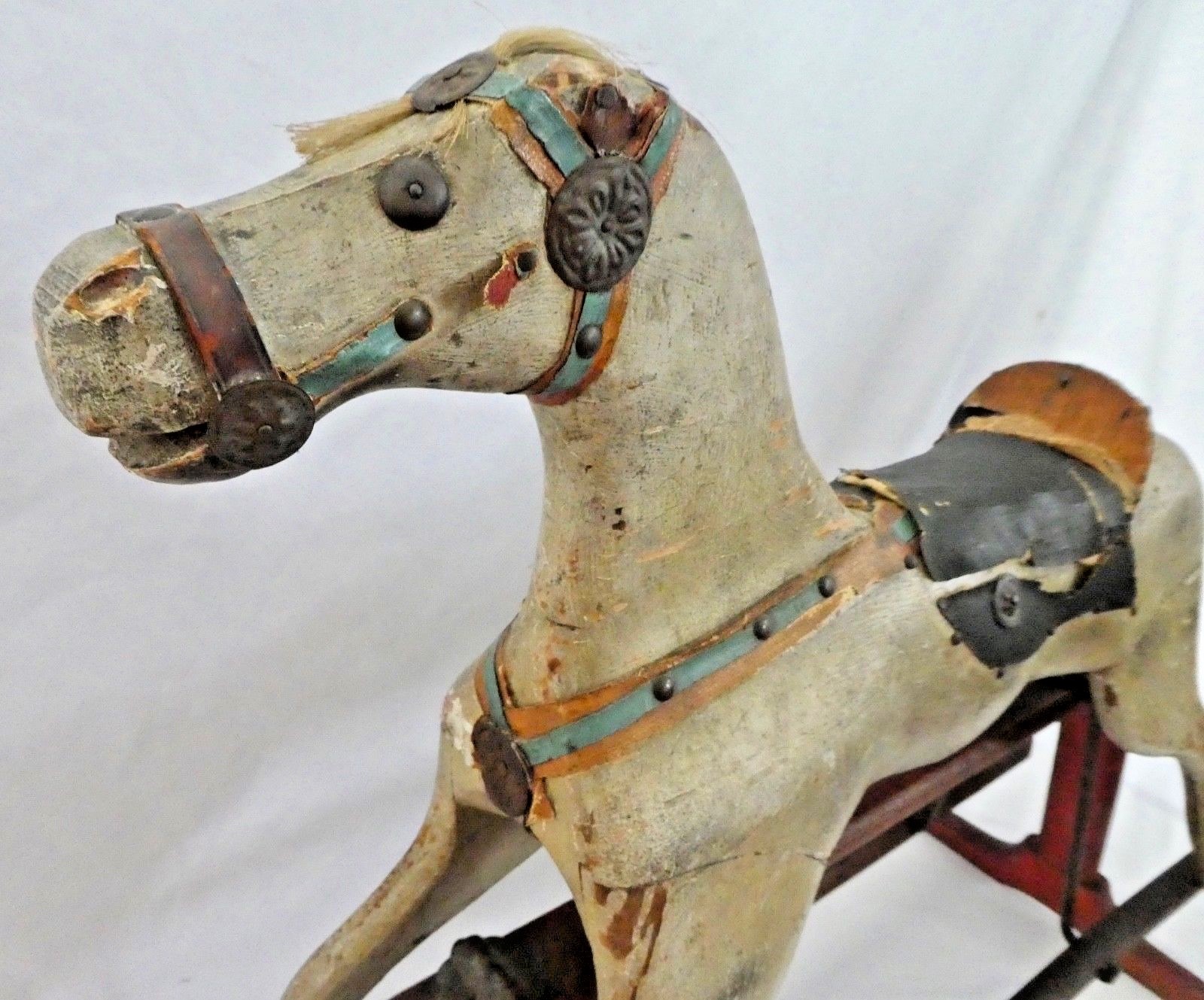 Antique Glider Horse Whitney Reed Chair Co.Original Horse Hair +Stenciling. 1895