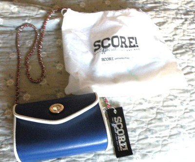 Score Official Game Day Stadium Leather Crossbody Bag Purse, Blue,EVA, Dust Bag