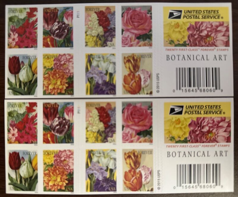 New Book of 20 Stamps – “Botanical Art” 2016 4-Ever Stamps UPC: 0-15645-68060-9