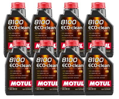 Motul 8 Liters Eco-Clean 8100 Engine Oil 100% Synthetic 0W30 8 x 1 Liter