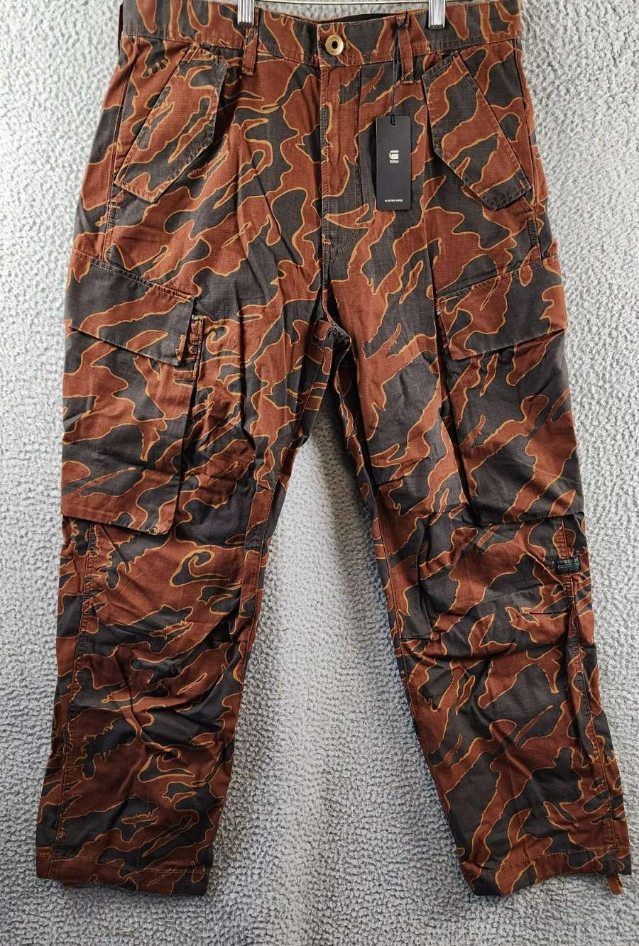 G-Star Raw Printed Straight-Fit Cargo Pants Men's 33/32 Rodeo Island Button Zip - Picture 2 of 18