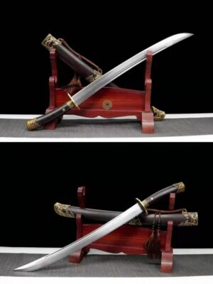 Sharp Wushu Broadsword Folded Damascus Steel Blade Kung Fu Sword Qing Dao Battle