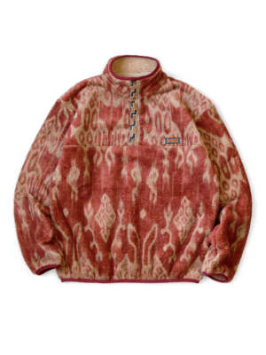 Pre-owned Kapital K Kapital Java Kasuri Fleece Snap Sweater In Red