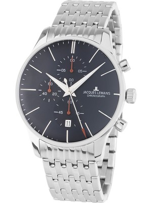 Pre-owned Jacques Lemans 1-2163h London Mens Chronograph 40mm 5atm
