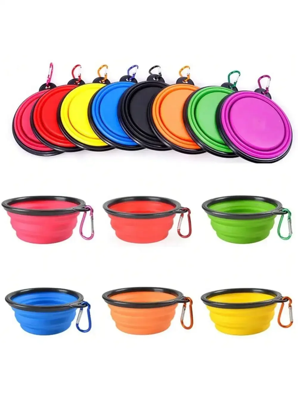 2026 Folding Portable Silicone Dog Feeder Bowl 2 in 1 Pet Dispenser Outdoor Trav