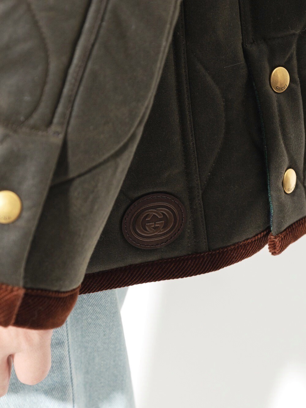 Pre-owned Gucci 731359 Wool Cotton Quilted Field Jacket Corduroy Trim Equestrian 54 Xl-2xl In Green