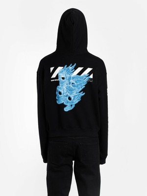 off white blue skull hoodie