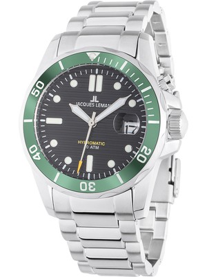Pre-owned Jacques Lemans 1-2170k Hybromatic Diver Mens Watch 41mm 20atm