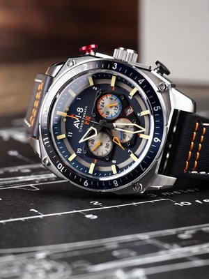 Pre-owned Avi-8 Av-4100-02 Hawker Hunter Dual Time