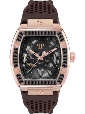 Pre-owned Philipp Plein Pwbaa1723 Mens Watch The Skeleton Automatic 44mm 5atm