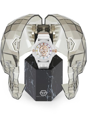 Pre-owned Philipp Plein Pwuba0123 The $kull Ecoceramic Mens Watch 44mm 5atm