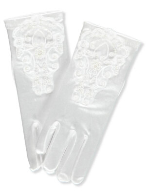 American Exchange Girls' Dress Gloves - white, 4 - 7