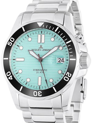 Pre-owned Jacques Lemans 1-2170i Hybromatic Diver Mens Watch 41mm 20atm