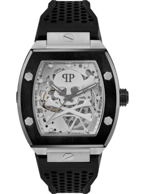 Pre-owned Philipp Plein Pwbaa2023 Mens Watch The Skeleton Automatic 44mm 5atm