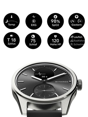 Pre-owned Withings Hwa10-model 4-all-int Scanwatch 2 Black 42 Mm 5atm