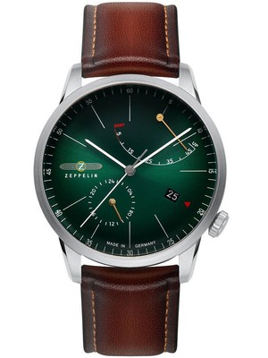 Pre-owned Zeppelin 8366-4 Flatline Automatic Mens Watch 40mm 5atm