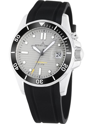 Pre-owned Jacques Lemans 1-2170b Hybromatic Diver Mens Watch 41mm 20atm