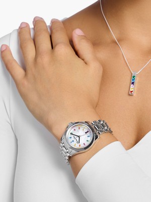 Pre-owned Thomas Sabo Wa0394-201-201 Divine Rainbow Ladies Watch 33mm 5atm