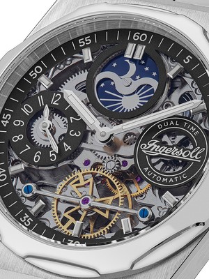 Pre-owned Ingersoll I12901 The Broadway Dual Time Automatic 43mm 5atm