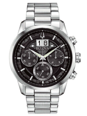 Pre-owned Bulova Silver Mens Chronograph Watch Sutton 96b319