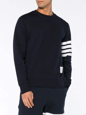 Pre-owned Thom Browne - Men Classic Sweatshirt In Classic Loopback W/ Engineered 4 Bar In 461 Navy
