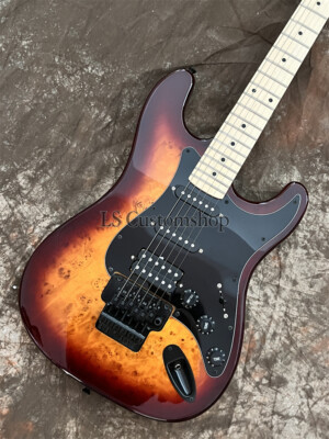 Custom Shop ST Electric Guitar Burl Maple Veneer 6 String VS Color Floyd Rose