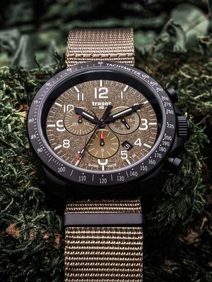 Pre-owned Traser H3 109459 P67 Officer Chrono Khaki Nato 46mm 10atm