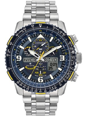 Pre-owned Citizen Jy8078-52l Promaster-sky Blue Angels Radio Mens Watch In Silver