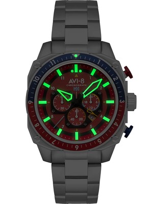 Pre-owned Avi-8 Av-4100-22 Hawker Hunter Dual Time