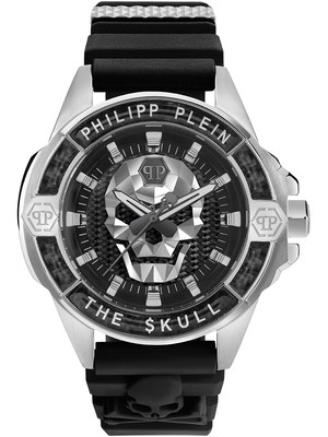 Pre-owned Philipp Plein Pwaaa1622 The $kull Carbon Fiber Mens Watch 44mm 5atm