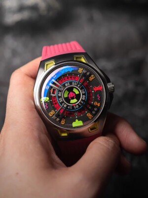 Pre-owned Nubeo Nb-6099-si-02 Mens Watch Space Invaders Limited Edition Automatic 44mm ...