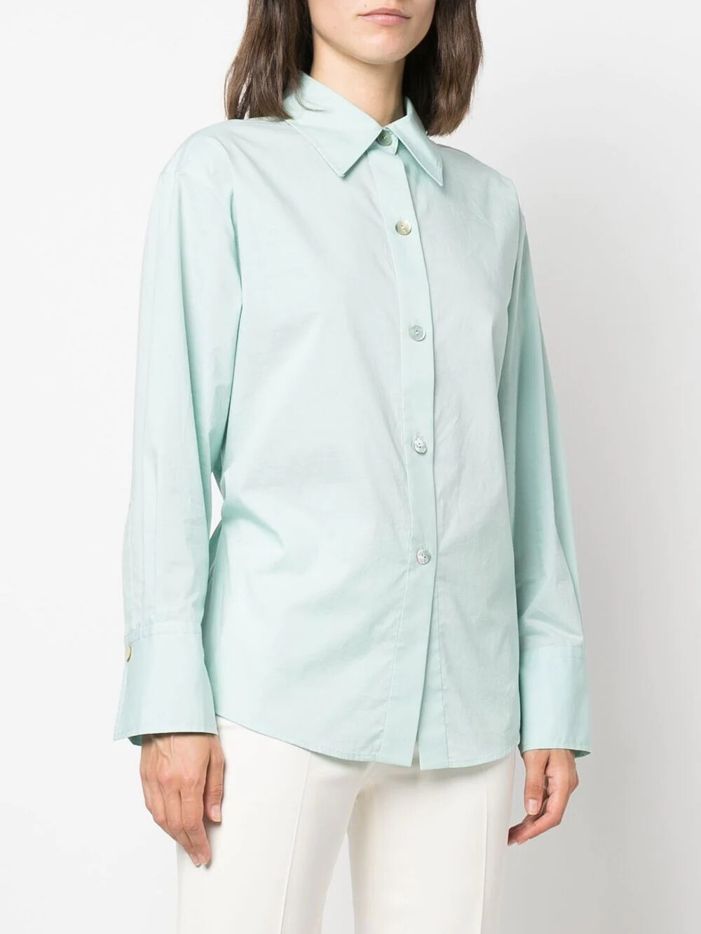$295 VINCE Tie-Back Organic Cotton Button-Up Shirt XS S M L