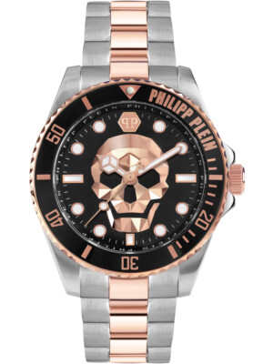Pre-owned Philipp Plein Pwoaa0822 The $kull Diver Mens Watch 44mm 10atm