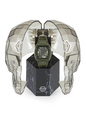 Pre-owned Philipp Plein Pwvba0223 Mens Watch The Skeleton Automatic 44mm 5atm