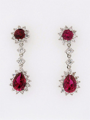 7b Diana Look RSP Bridal Ruby Red CZ Pear Teardrop Wedding