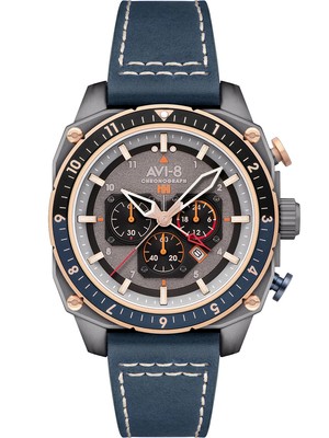 Pre-owned Avi-8 Av-4100-07 Hawker Hunter Dual Time