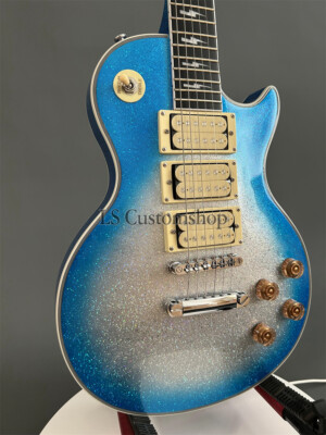 Custom Ace Frehley lp Electric Guitar Blue Sparkle Mahogany Body Solid 6 String