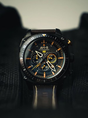 Pre-owned Avi-8 Av-4100-08 Hawker Hunter Dual Time