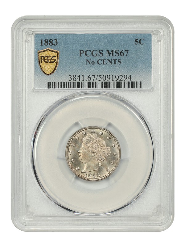 1883 5C PCGS MS67 (No CENTS) - Liberty Nickel -