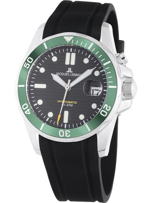 Pre-owned Jacques Lemans 1-2170e Hybromatic Diver Mens Watch 41mm 20atm