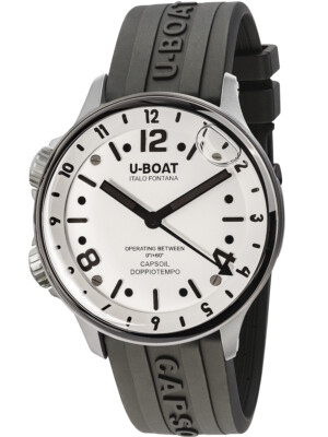 Pre-owned U-boat 8888/a Capsoil Doppiotempo Ss Gmt Mens Watch 45mm 10atm